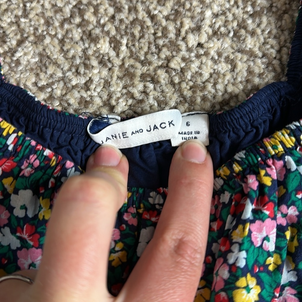 Janie and Jack Smocked Floral Puff Sleeve Dress - Picture 2 of 5